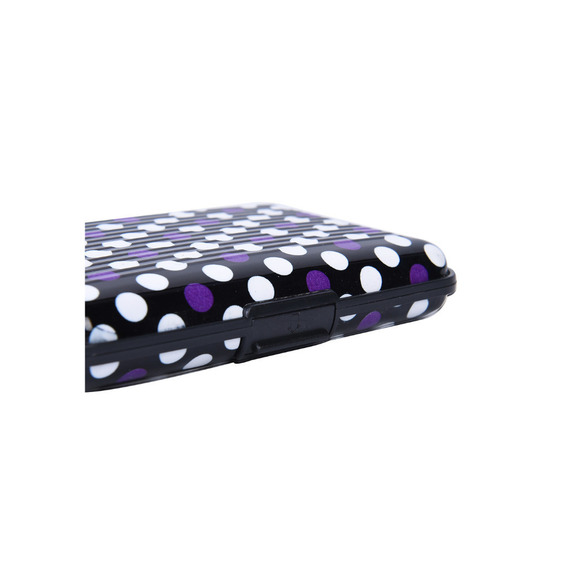 Wallet Credit Card Holder (Polka Dot Purple Black White Aluminum RFID Blocking - Picture 8 of 8